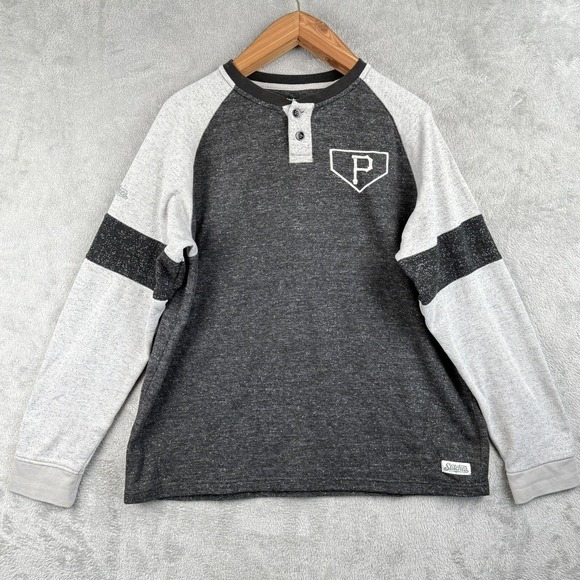 Stitches Other - Stitches Pittsburgh Pirates Henley Shirt Mens XL Gray Vintage Logo MLB Sports